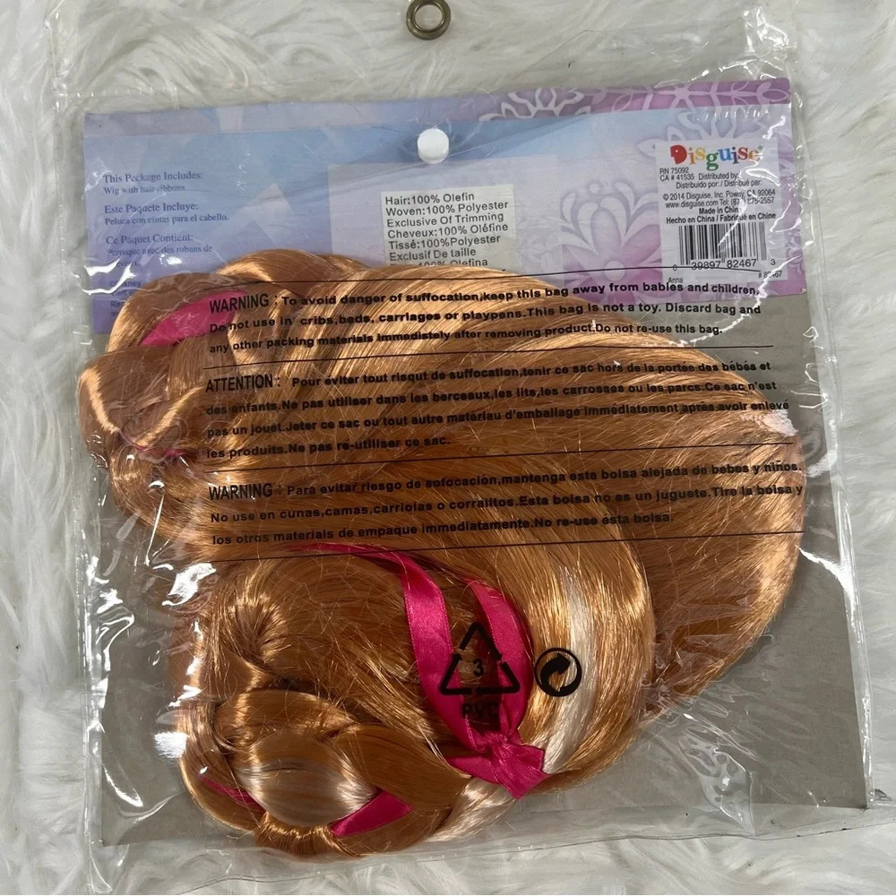 Disney Frozen Anna Child Wig with Pink Ribbons NEW Halloween costume dress up